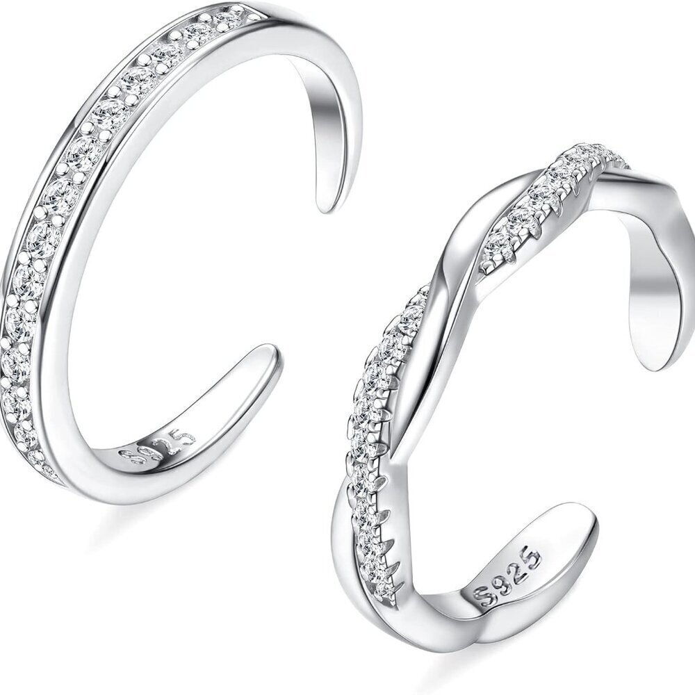 Sterling Silver Toe Rings Adjustable Women Beach Foot Jewelry Set